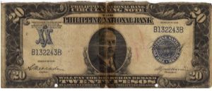 PI-55 Philippine National Bank 20 Pesos note. Will trade this note for Philippine notes I don't have. Banknote