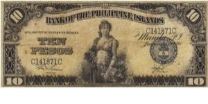 PI-14 Bank of the Philippine Islands 10 Pesos note. Will trade this note for Philippine notes I don't have. Banknote