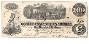 Confederate T-40.
Quartermaster issued.

Serial number consecutive to a note I purchased from a different seller 5.5 years earlier!
Issued same date.

Manuscript on reverse:
Issued Feby. 7th 1863
W. F. Haines
Maj + qm
CSA Banknote