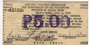 S-295a Ilocos 5 Pesos note. Will trade this note for Philippine notes I don't have. Banknote