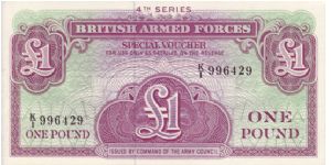 British Armed Forces £1 note.

Not sure of issue of year but this is a design from the 4th Series Banknote