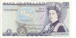 Series D £5 note.

Chief Cashier D.H.F.Somerset(1980-1988)

The Duke Of Wellington features on the back of this note Banknote