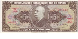 Brazil 5 Cruzeiros dating from the 1950's/1960's Banknote