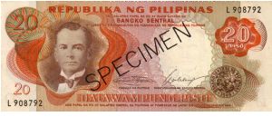 1st PINOY SERIES 18S1 (p145s1) Marcos-Calalang L908792 (Specimen) Banknote