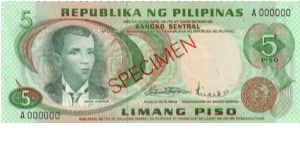 2nd PINOY SERIES 21S1 (p148s1) Marcos-Licaros A000000 (Specimen) Banknote