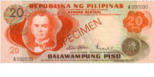 2nd PINOY SERIES 23S1 (p150s1) Marcos-Licaros A000000 (Specimen) Banknote