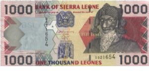 1000 Leones, Bank Of Sierra Leone. Dated 1 February 2002 Banknote