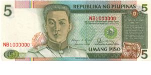 REDESIGNED SERIES 38Z (pN/L) Aquino-Fernandez (Sig. Should Be Cuisia as for 38v) NB1000000 (Unknown Error) Banknote