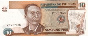 REDESIGNED SERIES 39f (p169c) Aquino-Cuisia RR000001-ZZ1000000 VT767676 (Repeater #) Banknote