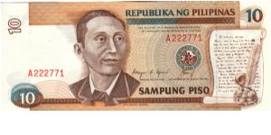 REDESIGNED SERIES 39g (p169d) Aquino-Cuisia A000001-V1000000 A222771 (1st Prefix) Banknote