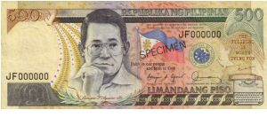 REDESIGNED SERIES 43S1 (p173s1) Aquino-Fernandez JF000000 (Specimen) Banknote
