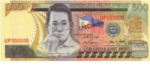 NEW SEAL SERIES 50S2 (p185s) Ramos-Singson UF000000 (Specimen) Banknote