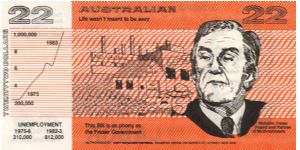 POLITICAL 1983 $22 Anti-Liberal/ Malcolm Fraser Authorised by the Seamens Union Banknote