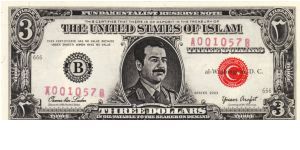 POLITICAL Anti-Saddam Hussein $3 (Reverse..Wilderness) Limited Edition by Stephen Barnwell Banknote