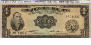 ENGLISH SERIES 1 Peso 6a (p133b) Quirino-Cuaderno AR781821 Banknote