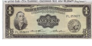 ENGLISH SERIES 1 Peso 6c (p133d) Garcia-Cuaderno FL253677 Banknote