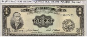 ENGLISH SERIES 1 Peso 6e (p133f) Macapagal-Castillo PQ662731 Banknote