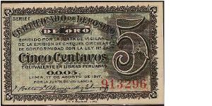 5 Centavos Certifigado 17-08-1917 Banknote