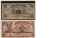 Cheque Provisional 1921 Una Libra+Medio Libra Front Banknote