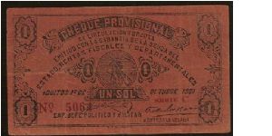 Cheque Provisional Un Sol 1921 Banknote