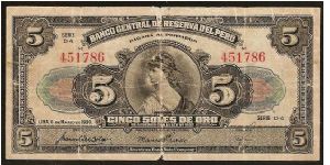 5 Soles Banco Central De Reserva Del Peru Banknote