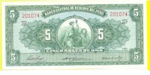 5 Soles De Oro Banknote