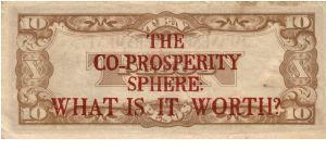 P17 10 Peso Co-Prosperity Sphere Issue Large Thin Dark Red o/p on P7 (p108a) 2 Block Letters PD Banknote