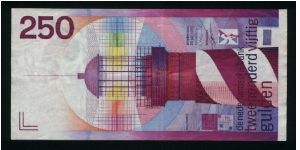 250 Gulden.

Issued in 1986.

Lighthouse in vertical format on face; map and lighthouse on back.

Pick #98a Banknote