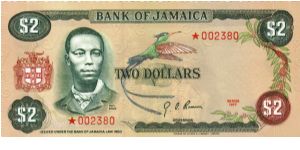 pCS2 SPECIMEN SET $2 *002380 Bank of Jamaica Collector Series Issue. 7500 sets of 4 notes issued in a blue folder with COA. Banknote