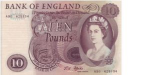 Series C £10 note from 1967, Chief Cashier J.S. Fforde Banknote