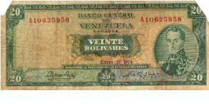 Denominacion: 20 Bolivares Banknote