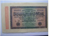 20,000 mark, post-WWI inflation period banknotes. Banknote