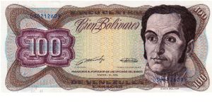 Denominacion: 100 Bolivares Banknote