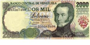 Denominacion: 2000 Boivares Banknote