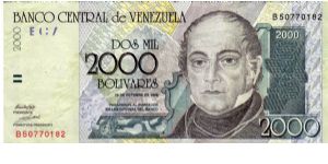 Denomnacion: 2000 Bolivares Banknote