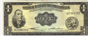 PI-133b RARE Philippine 1 peso note with signature group 1, w/o Genuine. Banknote
