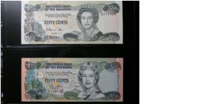 Two 50 cents (1974 & 2004) Banknote