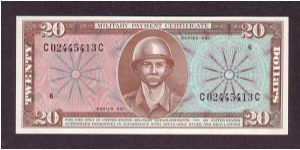 $20 MPC 
Series 681 

obv: Soldier

rev: B52-G 'Stratofortress' Bomber Banknote
