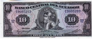 Denominacion: 10 Sucres Banknote