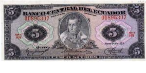 Denominacion: 5 Sucres Banknote