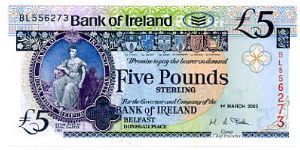 £5 BANK of IRELAND (ULSTER)
Rev Queens University Belfast
Group Chief Executive Soden
 01/03/03 Banknote