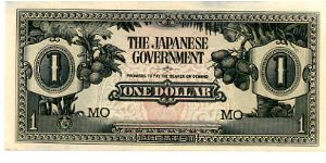 Malaya Japanese Occupation Currency 1942/45
$1 Gray
Front Palmtrees
Rev Numerals center & corners Banknote