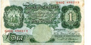 Percival S Beale 1949-1955
Mar 1950
£1 Green
Metal security Thread
Watermarked with a Helmeted Head Banknote