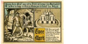 Germany
Berg 24 May 1916
2M Multicolour
Front Murder of Graf Rudolph II 1145 & Castle
Rev Robert De Hande 1145 & Coat of Arms Banknote