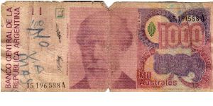 Denominacion: 1000 Australes Banknote