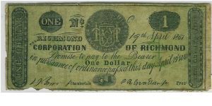 Love the fact that there is a Spanish 8 reale on this note! Payment For City Taxes on the right. Seems to be hard to find this one in nice condition anymore. Banknote