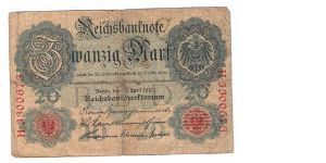 GERMANY 2O MARK
1 OF 5 DATED 1910
# H 3300673 Banknote