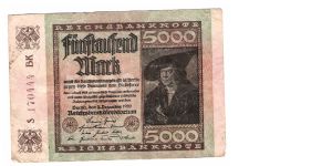 GERMANY
5000-MARK
LARGE SERIEL NUMBER
S 170444 BK
14 OF 17 Banknote