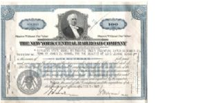 THE NEW YORK CENTRAL RAILROAD COMPANY STOCK CERTIFICATE FOR 100 SHARES
# H 341019

PRINTED BY THE 
AMERICAN BANKNOTE
COMPANY Banknote