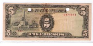 JAPANESES INVASION MONEY
5 PESOS
PICK #110
{50} 0274964 Banknote